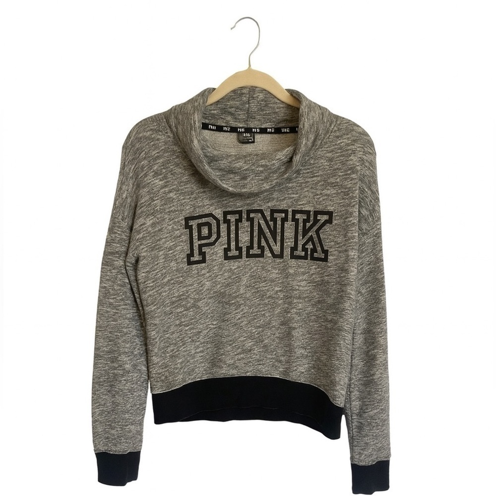 PINK Victoria’s Secret Black/Gray Cowl Neck Pullover Sweatshirt Women’s …